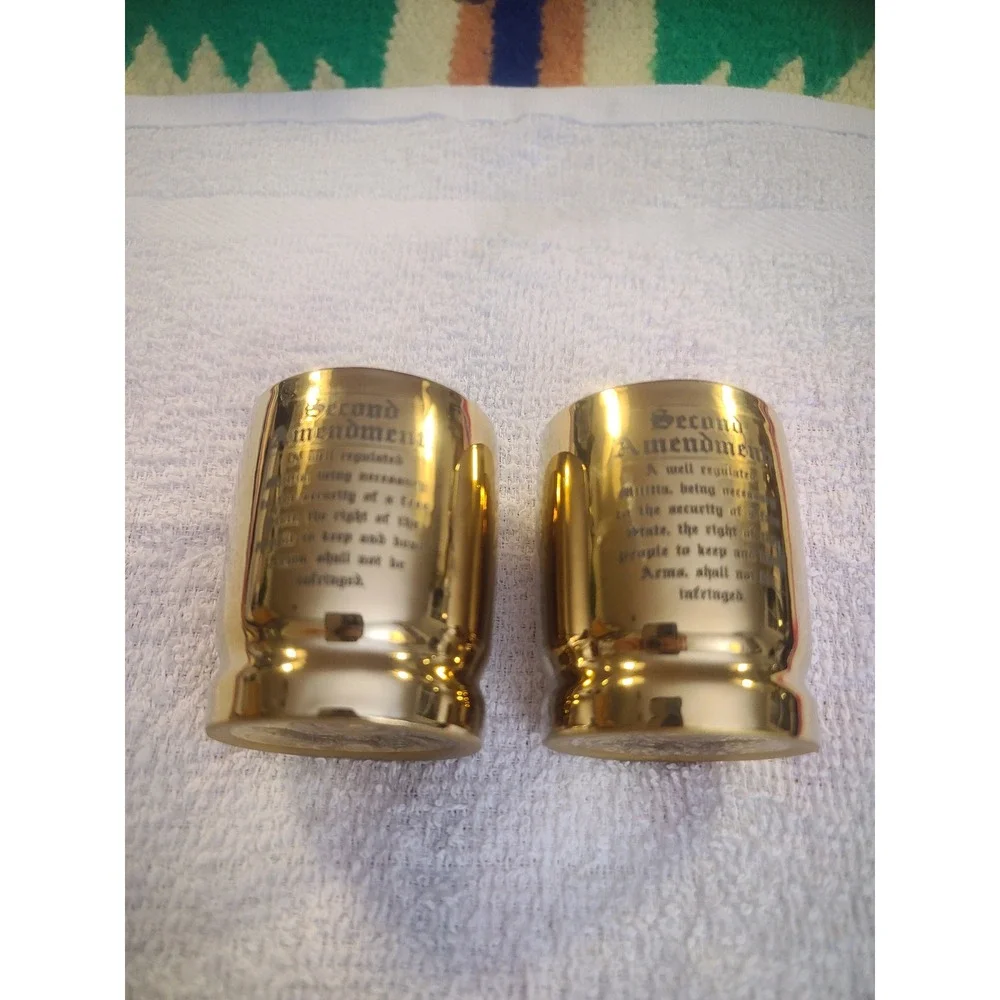 Old Southern Brass 2nd Amendment 50 Caliber Shot Glass Set of 2 Bullet Casing